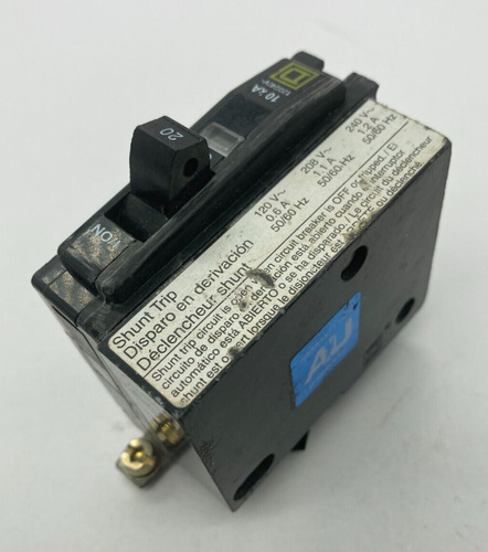 Square D QOB1201021 Shunt Trip 1 Pole 20 Amp 120/240V AC Bolt On Circuit Breaker