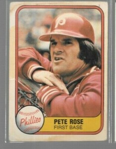 1981 Fleer Pete Rose #1 G-VG Stained Phillies