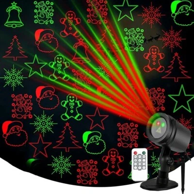 16 Patrones Navidad Proyector Luz Interior LED Móvil Láser Copo de Nieve Lámpara Reino Unido