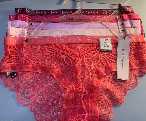 BCBG BCBGENERATION 5 Pack Women's Bikini Lace Panties Underwear Medium Nylon - Picture 1 of 12