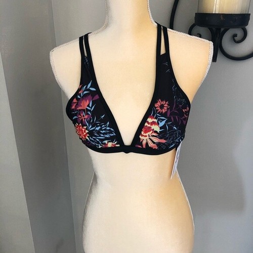 SPLENDID ELECTRIC BLOOM PRINT HALTER TOP, BLACK/PINK, SIZE: XS, NWT - Picture 3 of 4