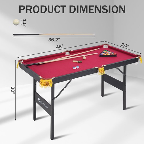 4Ft/4.5ft Folding Billiard Table Pool Table Kid Adults Mini Game Table w/ Tassel - Picture 2 of 49