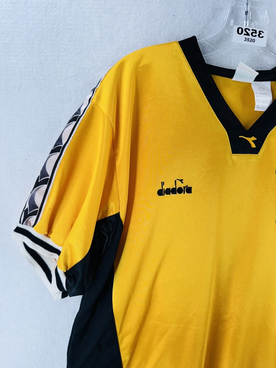Diadora Jersey Men's XL Yellow Vintage Soccer Football Sportwear