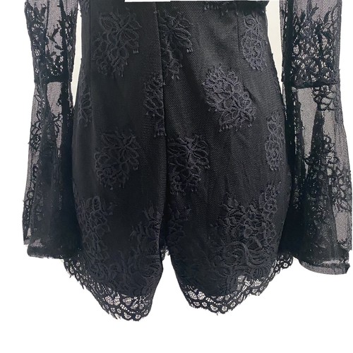 Tuta con romper in pizzo Fashion Nova taglia Large manica lunga nera - Foto 4 di 7