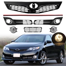 For 2012-2014 Toyota Camry SE Upper & Lower Grille + Halogen Fog lights 6PCS