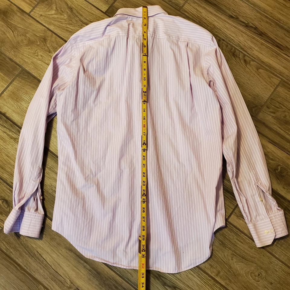 Camisa de vestir Valentino para hombre lavanda a rayas 16-35" algodón cuello extendido Foto 4 de 4