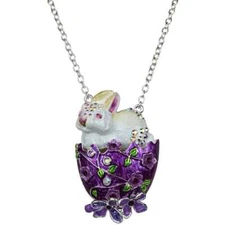 Kirks Folly Bunny Kisses Necklace (Sterling Silvertone) Legacy Collection #61