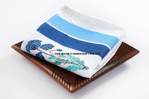 Floral Hand Block Printed Bath Towel Cotton Luxury Super Soft & Absorbent Towels - Picture 5 of 6