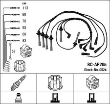 0524 NGK Kit cavi accensione per ALFA ROMEO