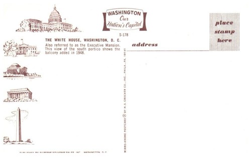 Vintage unbestellte Postkarte Grüße aus Washington DC Das Weiße Haus - Bild 2 von 2