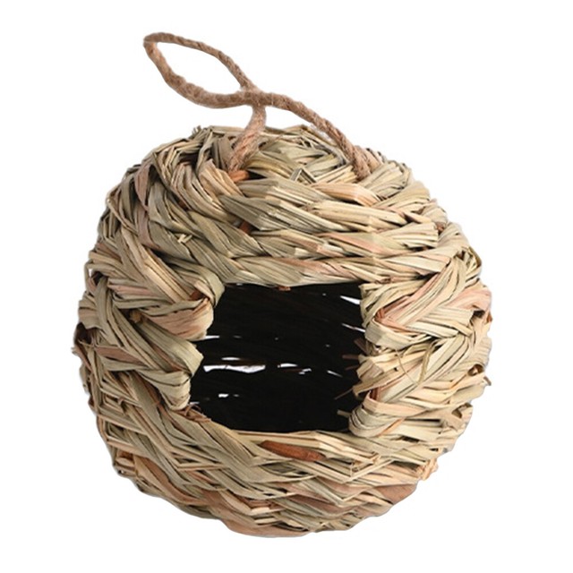 2 Pcs Rattan Bird House Woven Bird House Straw Bird Nest Hand Decor Weave 2 Pcs Rattan Bird House Woven Bird House Straw Bird Nest Hand Decor Weave
