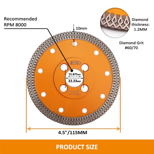 Diamond Turbo Saw Blade Cutting Granite Porcelain Tile 2pcs 4.5''/115mm Cutter - Picture 4 of 8