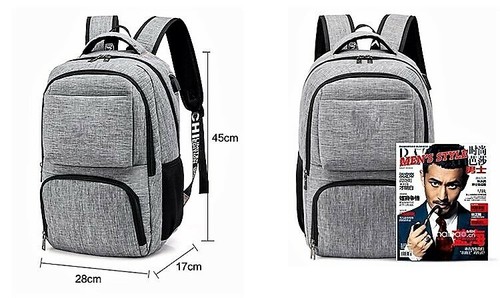 Laptop Rucksack 15,6 Zoll Rucksack Tasche Bizey USB Ladeanschluss Grau Arbeit Sport - Bild 5 von 9