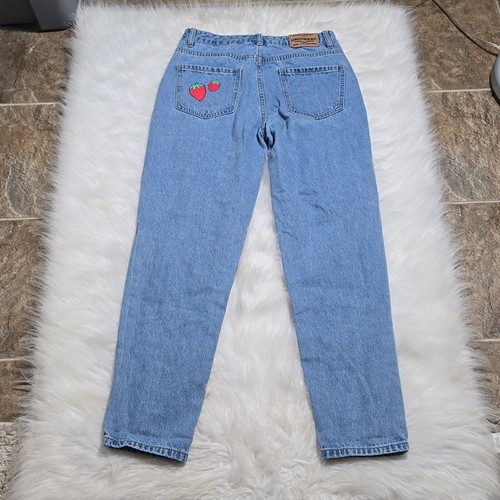 Y2K Union Bay Strawberry Hand Painted Denim Straight High Rise Jeans Sz 5 - Picture 4 of 9
