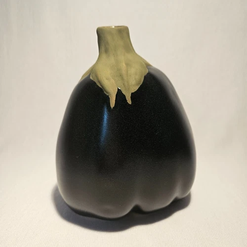 Patricia Garrett Great Impressions Eggplant Aubergine Bud Vase Studio Pottery 02
