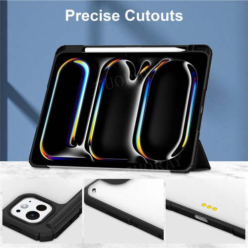 Leather Stand Clear Case Cover For New iPad Air 11" 13" iPad Pro 11" 13" 2024 - Picture 11 of 66