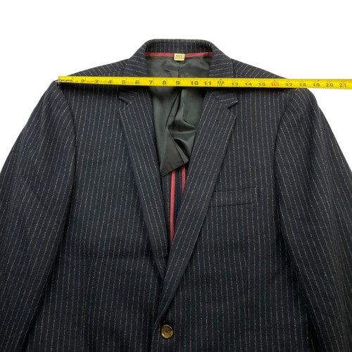 J.Crew Men’s 100% Wool Thick Flannel 2-Button Blazer Navy Railroad Stripe • 44R - Picture 9 of 12
