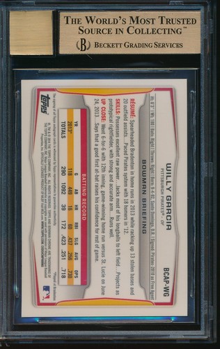 2014 Bowman Chrome Willy Garcia Auto BGS 9.5 Gem Mint Autograph - Bild 2 von 2