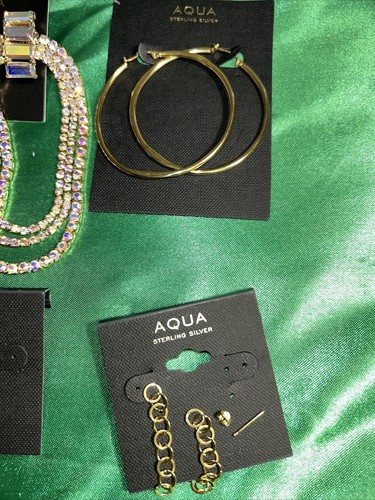AQUA Earrings Lot Mixed in 18K Gold-Plated Sterling Macy’s Jewelry 6pc One Brock - Picture 5 of 8