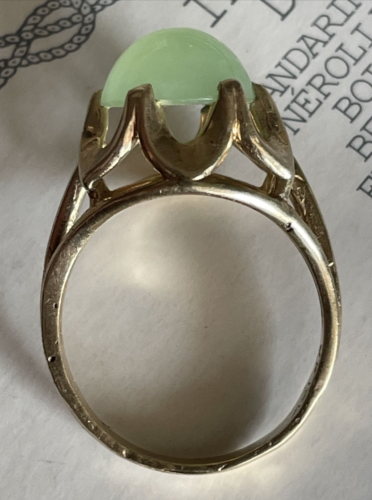 ANILLO Corona Vintage Oro Amarillo 10K Corte Cabuchión Jade o CRISOPRASA - Imagen 3 de 10