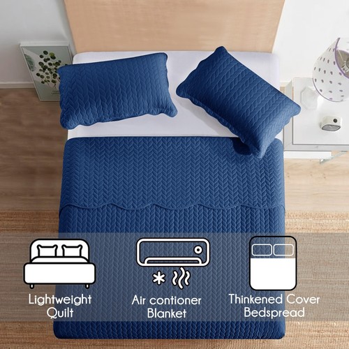 Queen Size Bedspread 3 Piece Embossed Quilted Coverlet Bed Throw 100% Microfiber - Picture 32 of 91