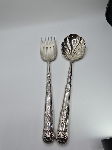 Sheffield Silver Serving Spoon And Spoon Vintage ISRAEL FREEMAN & SONS  - Picture 16 of 24