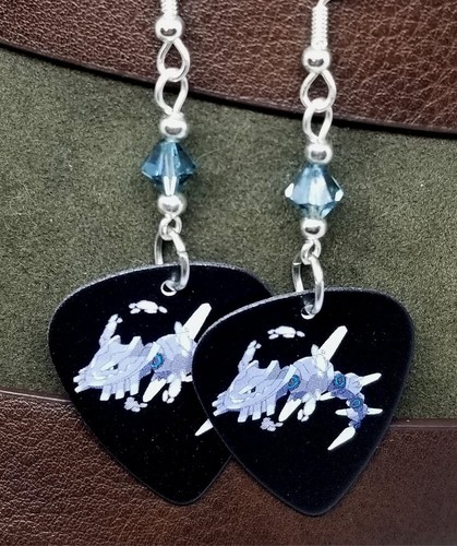 Orecchini Pokemon Steelix Plettro Chitarra con Cristalli Swarovski Blu Oceano - Foto 2 di 4