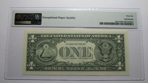 $1 1995 Radar Serial Number Federal Reserve Currency Bank Note Bill PMG UNC66EPQ - Picture 3 of 3