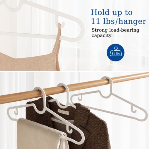Plastic Hangers 60 Pack Non Slip Space Saving Clothes Hanger with Hooks Heavy... - Picture 4 of 8