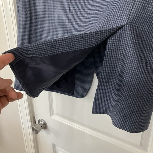 Ralph Lauren 46R Silk Wool Glen Plaid Blazer Blue on Black Tweed Sport Coat EUC - Picture 7 of 17
