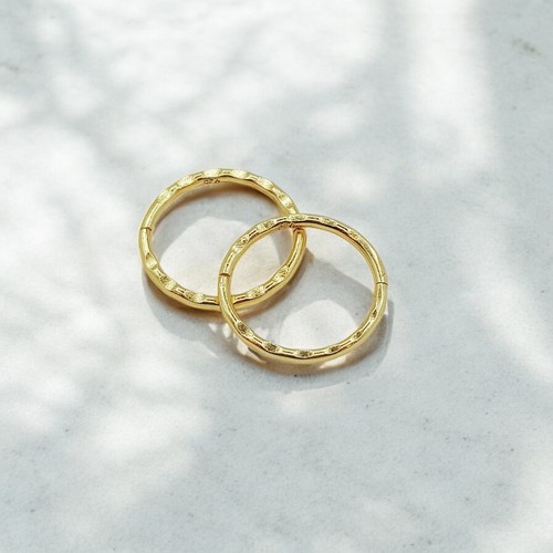 24K Gold Plated 925 STERLING SILVER Faceted Sleeper Hoop Earrings NEW - Tracked - Picture 4 of 10