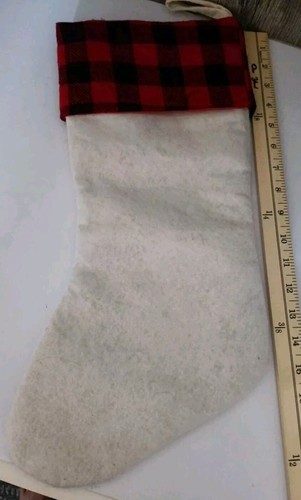 Burlap Christmas Stocking Red Truck Plaid Embroidered - Picture 6 of 6