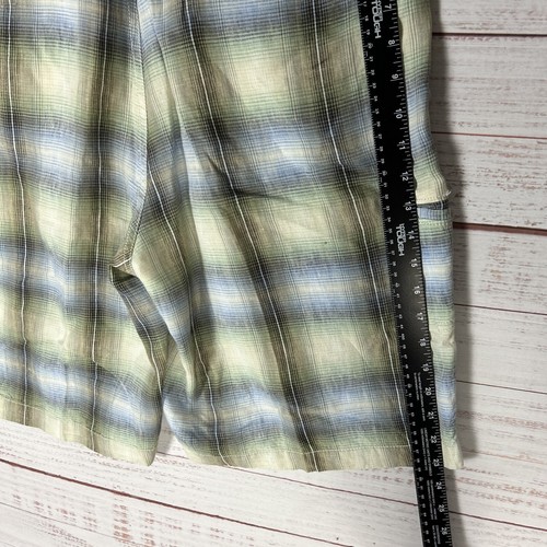 Pantalones Cortos Tommy Bahama Para Hombre 100% Lino Chino Talla 36 Azul Verde 10.5" Entrepierna Cuadros - Imagen 7 de 9