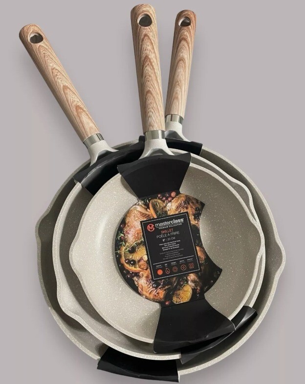 Masterclass Premium Cookware 8″ 11″ Skillet Frying Pans Set Of