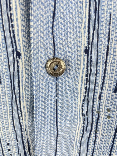 Bassiri UOMO Men's Size M Blue Button Down Short Sleeve Shirt Blue Textured - Picture 6 of 7