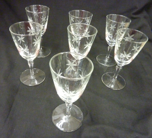 VINTAGE CANDLELIGHT LIBBEY GLASS COMPANY WINE GLASSES SET OF 7 - Picture 1 of 9