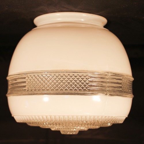 6" vintage glass ceiling globe bullseye white paint clear diamond texture - Picture 7 of 8