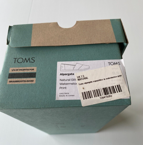 TOMS Natural Glitter Watermelon Alpargata Espadrille Slip-on Shoes Size 9.5 BNIB - Picture 7 of 10