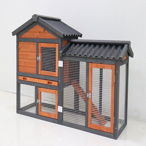 VIMGUARD Chicken Coop Outdoor Wooden Backyard 2-Story Hen House Chicken Run - Picture 11 of 15