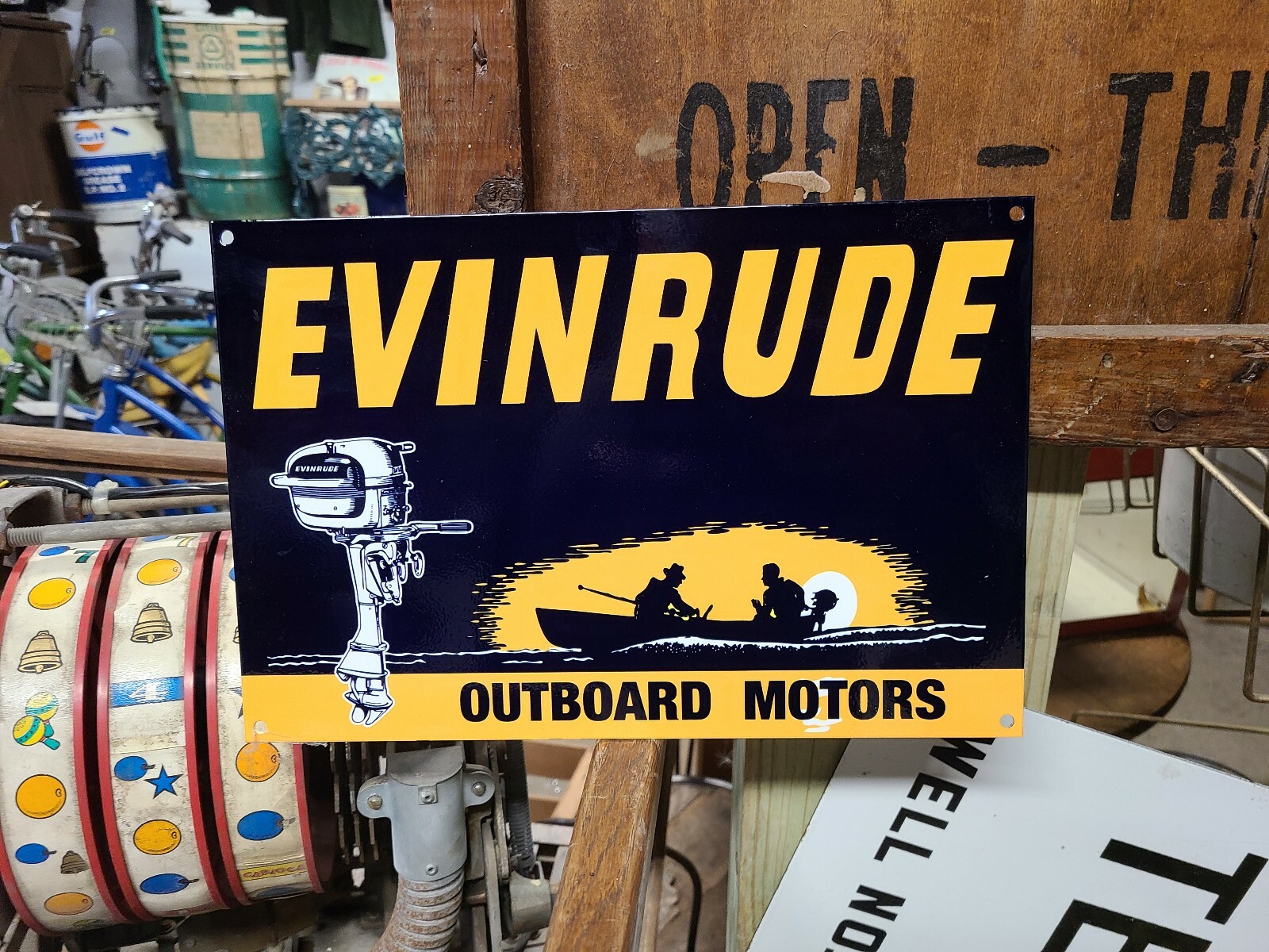 Evinrude Outboard Motors Sign Gas Oil Automobile Truck Parts Dealer eBay