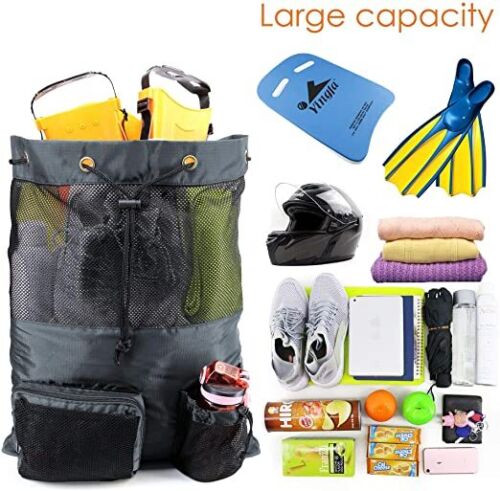 Mesh Backpack Swimming Kit Bag Pool Equipment Sports Gym Beach Drawstring Bag - Picture 19 of 22