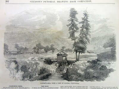 1852 illustrated newspaper with DISCOVERY OF GOLD in CALIFORNIA at SUTTER'S MILL