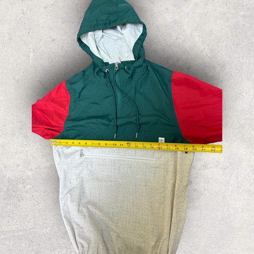 EMPYRE Red/Green/Multi COLORBLOCK 1/4-Zip PULL-OVER Men's HOODED JACKET Sz S - Picture 5 of 8