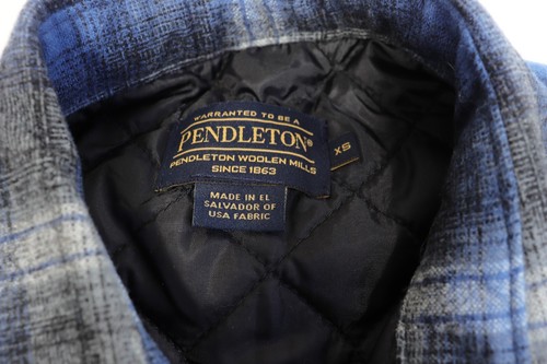 Pendleton Shadow Plaid Quilt-Lined Wool Shirt Jacket Blue/Gray XS NO US TARIFFS - Picture 4 of 6