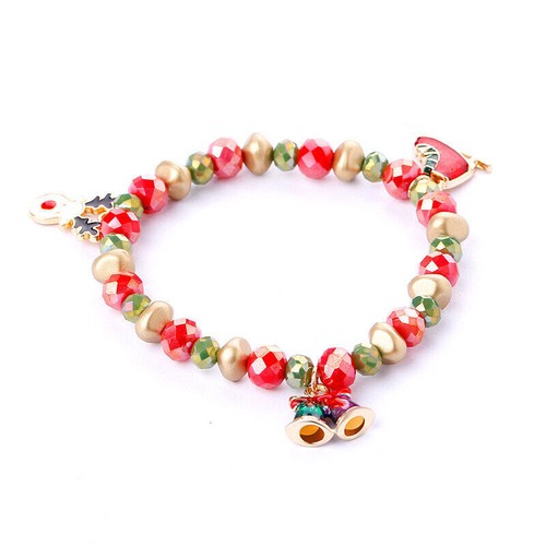 Pulsera Claus Navidad Mujer Joyería Natural Cuentas Cristal Dije Santa Piedra - Imagen 15 de 18