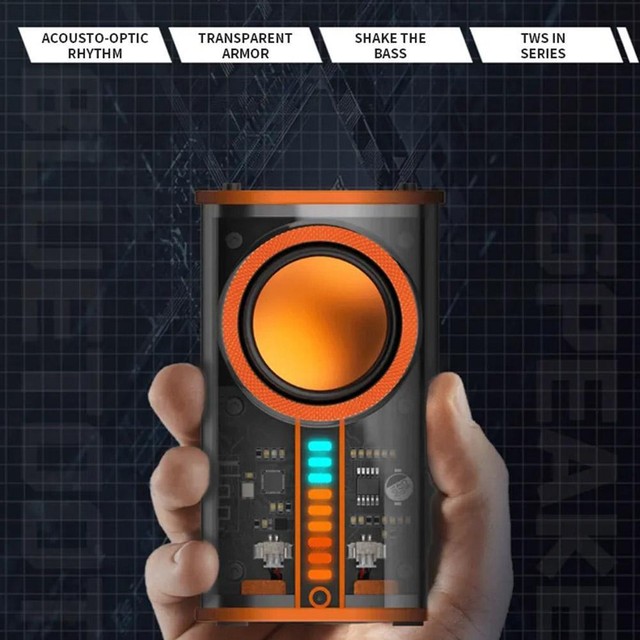 Transparent Mecha Mini Wireless Bluetooth Speaker Bass Speakers Portable M0O2 Transparent Mecha Mini Wireless Bluetooth Speaker Bass Speakers Portable M0O2