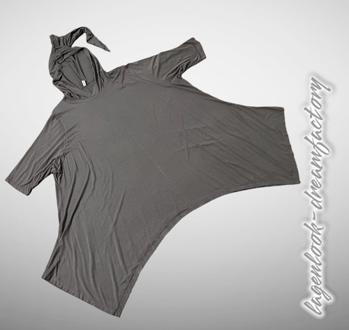 Layered A-Line Long Tunic Hood Dark Gray 42 44 46 48 50 52 54 56 58 - Picture 11 of 11