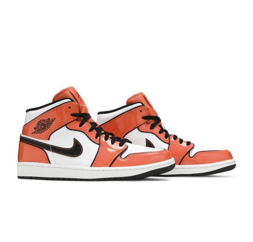 Nike Air Jordan Retro 1 Mid SE Césped Naranja Talla 4 Y GS Charol BQ6931 802 - Imagen 8 de 15