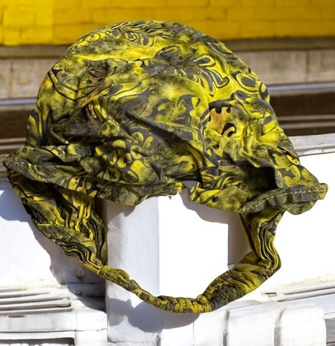 Peaceful people hair elastic bandana headband lime green charcoal size L/XL - Picture 1 of 5