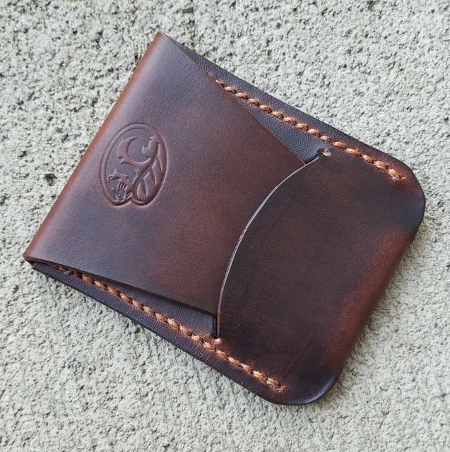 handmade brown leather minimalist wallet cardid holder ebay